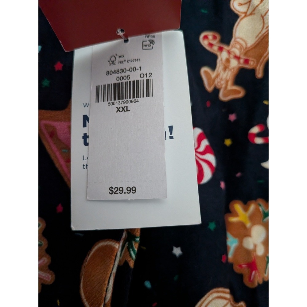 Disney Mickey Minnie Pluto Gingerbread Christmas Pajama Pants Navy Blue Flannel - Picture 11 of 16